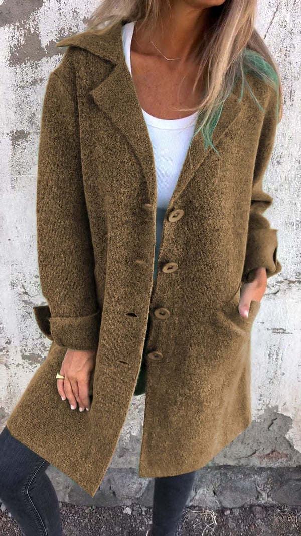 Women's elegant buttoned blazer, versatile long sleeve jacket for all-season fashion & workwear.