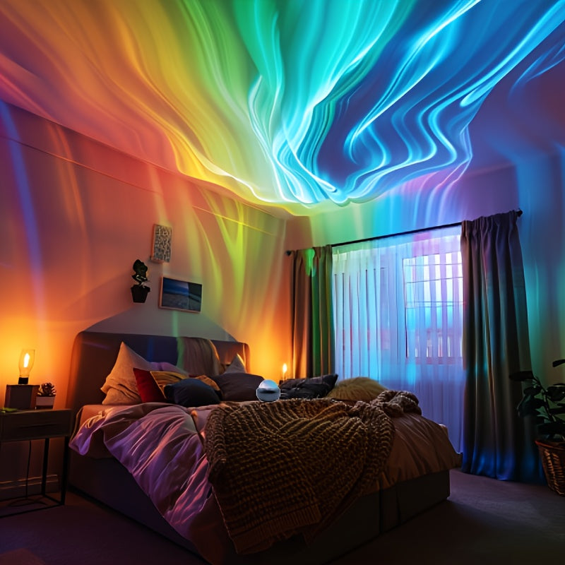 Celestial galaxy light projector transforming any room into a stunning, colorful starry sky; great room decor.