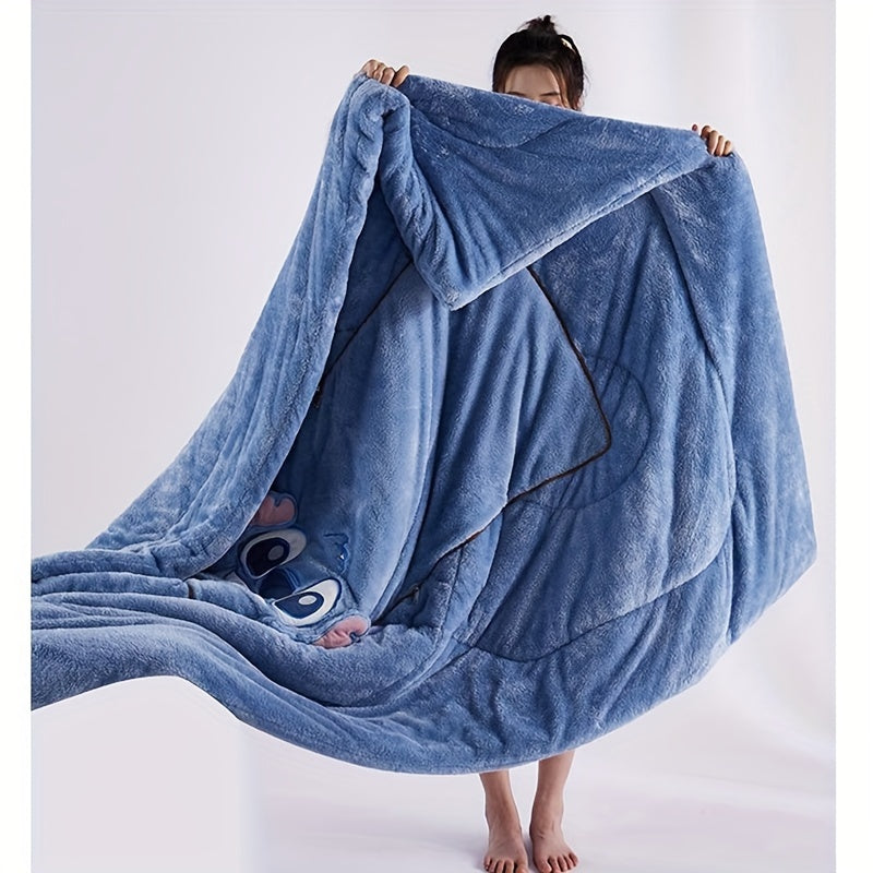 Cozy Stitch plush 2-in-1 blanket & pillow. Perfect soft throw for kids, travel, or a fun home decor accent.