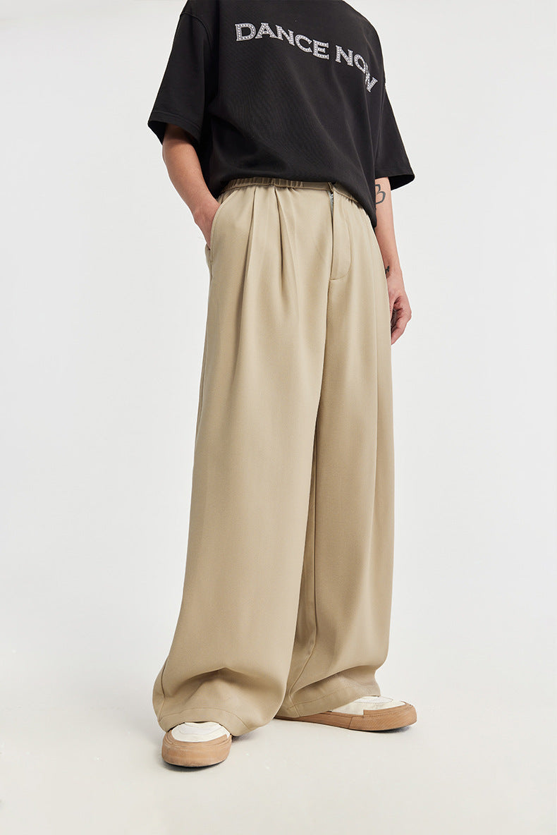 Casual men's wide leg drawstring trousers, designed for a comfortable relaxed fit and easy styling.