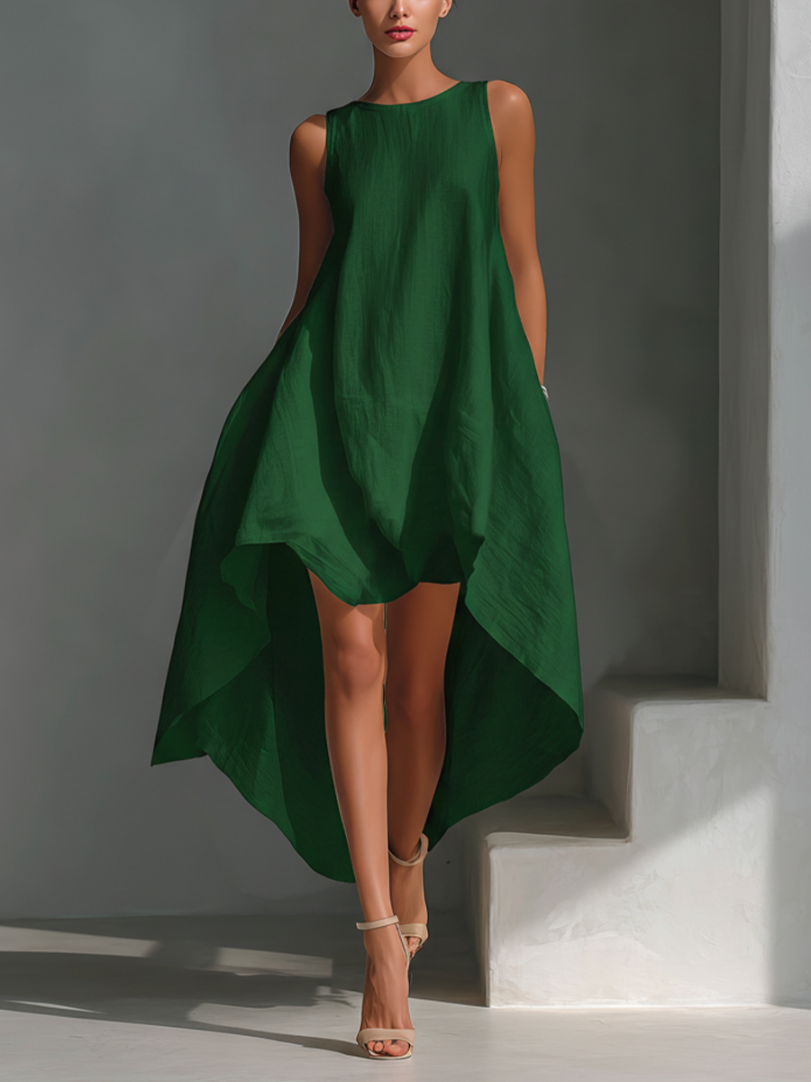 Effortless summer sleeveless midi dress for women. Great for holidays, resort wear, or daily chic.