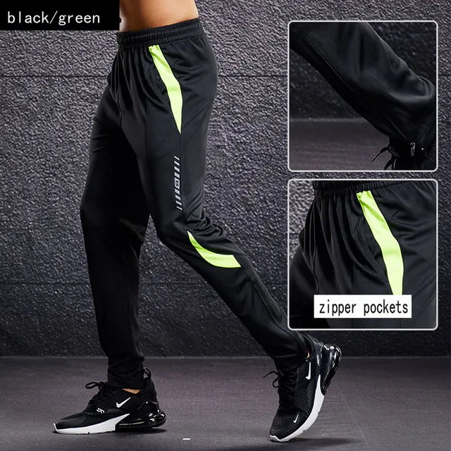 Lightweight men's athletic training trousers, tapered fit joggers with zipper pockets for gym & active wear.