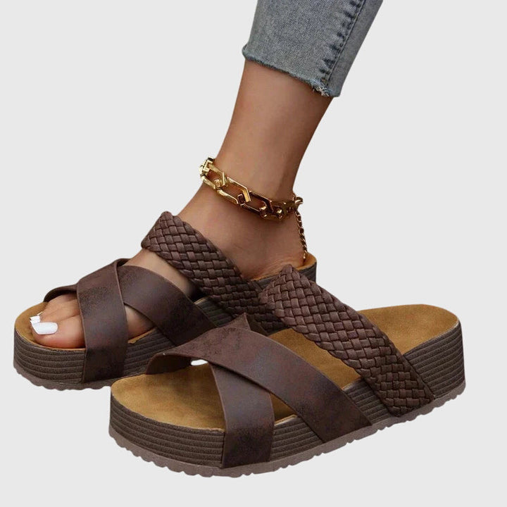 Stylish women's orthopedic sandals with arch support for comfortable foot pain relief, ideal for everyday wear.