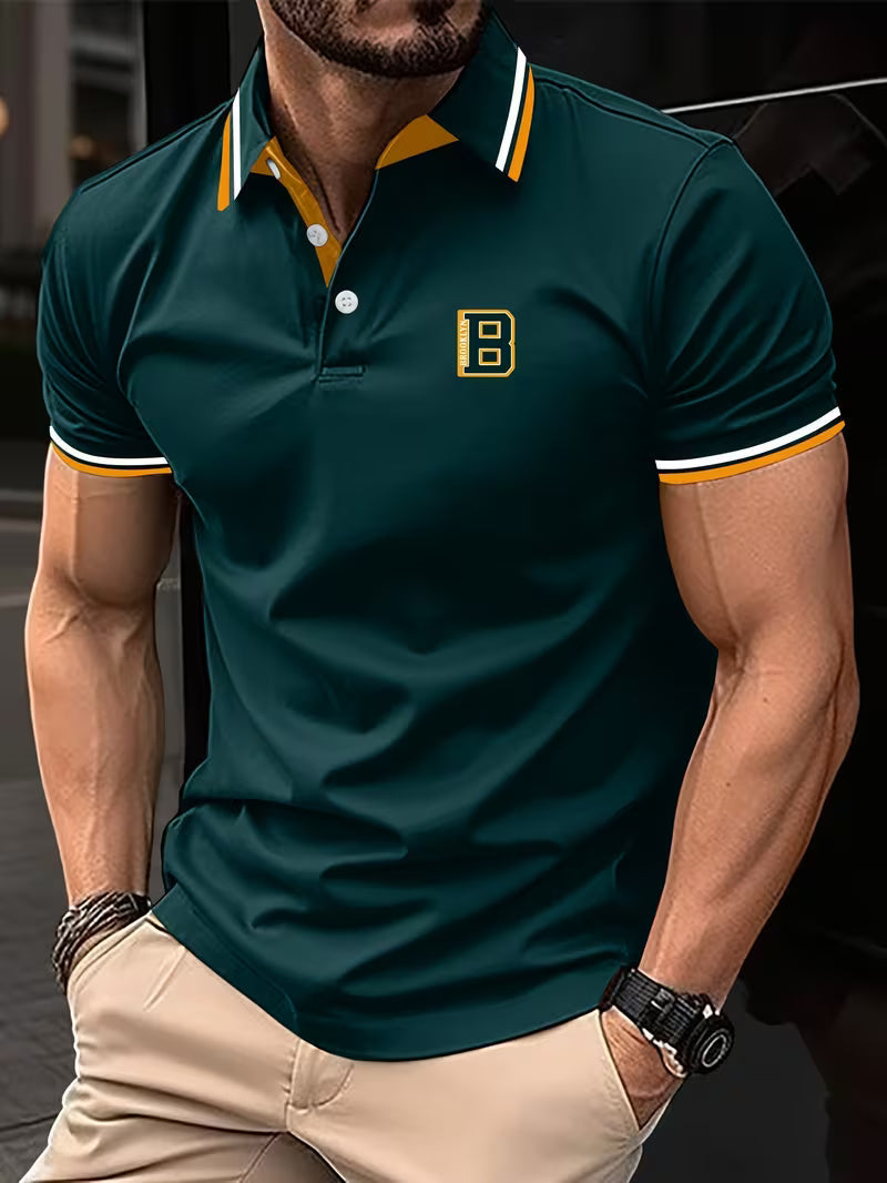 Stylish men's short-sleeve polo shirt. Comfortable everyday wear, perfect for smart casual & summer fashion.