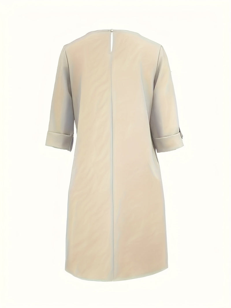 Women's comfortable round neck midi dress, a versatile piece for effortless spring style and daily wear.