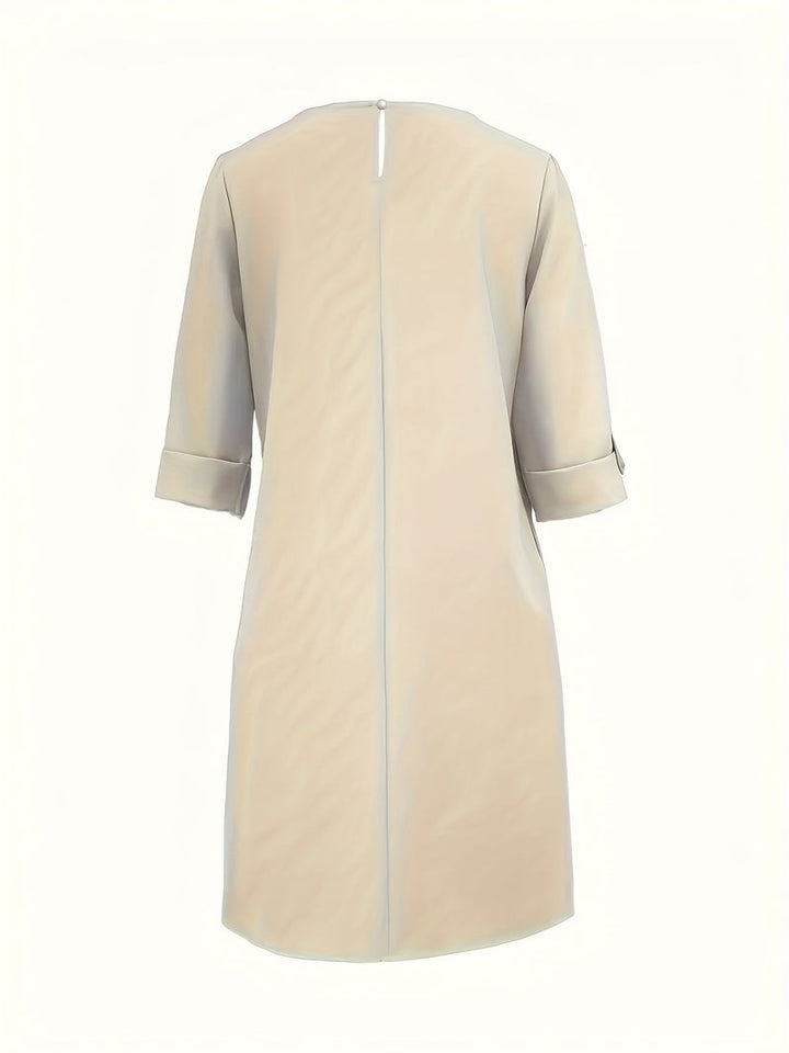 Women's comfortable round neck midi dress, a versatile piece for effortless spring style and daily wear.