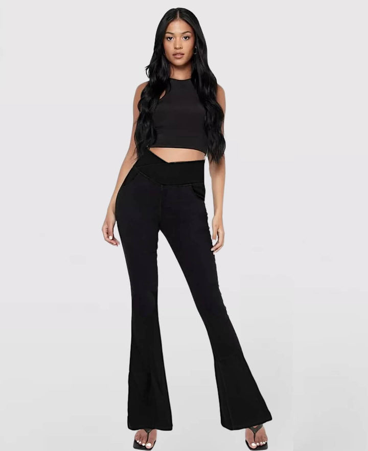 Women's light blue slim fit high-waist stretch jeans, ideal for comfortable casual fashion.