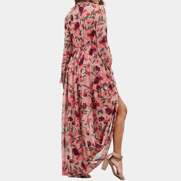 Floral Chiffon Maxi Dress - Elegant