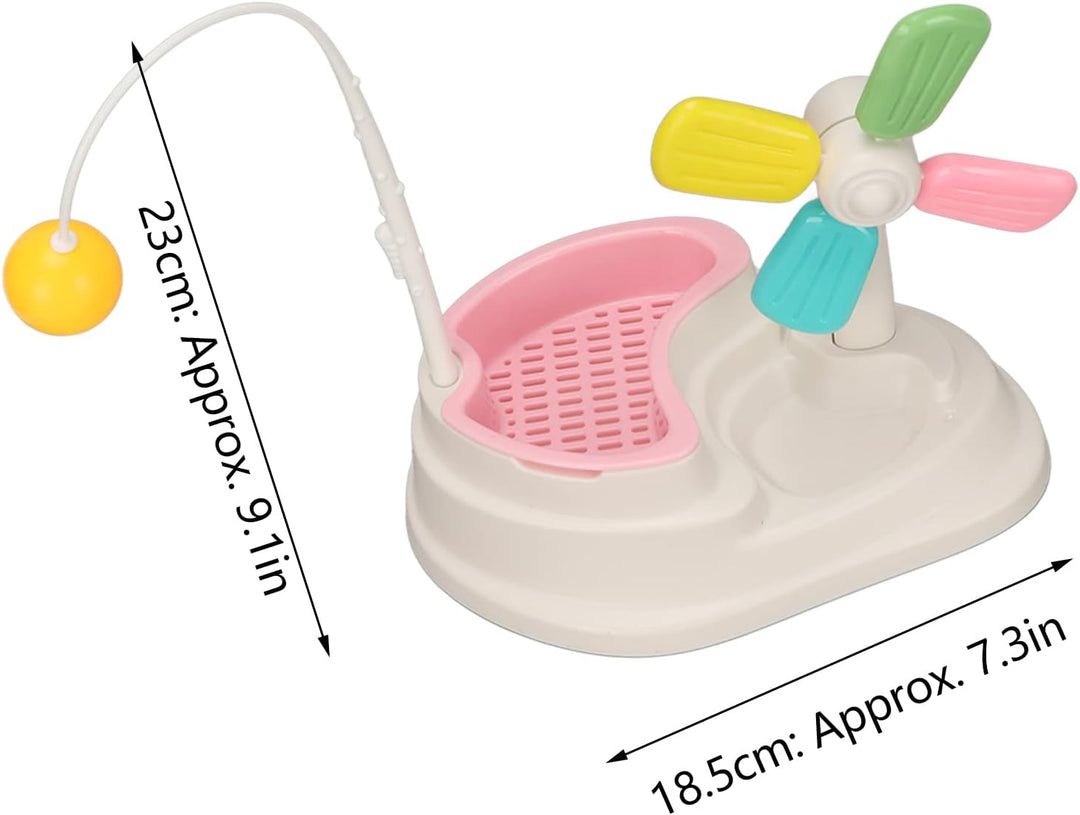 Interactive cat ball toy with a windmill design, encouraging swatting & batting for stimulating pet enrichment.