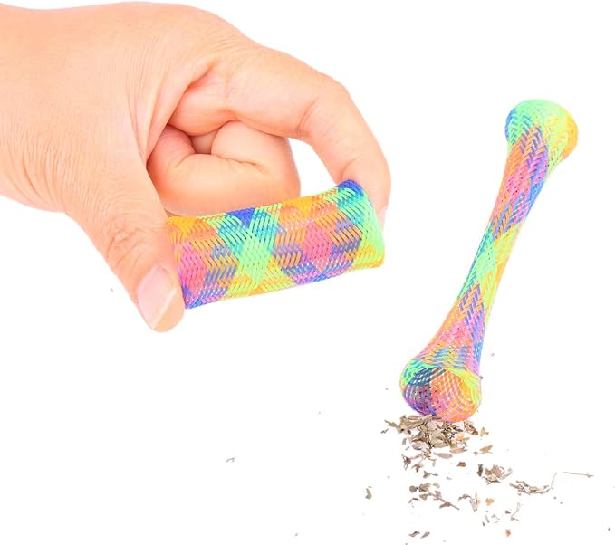 Flexible mesh stick cat toy for interactive playtime. Encourages active play & enrichment for cats & kittens.