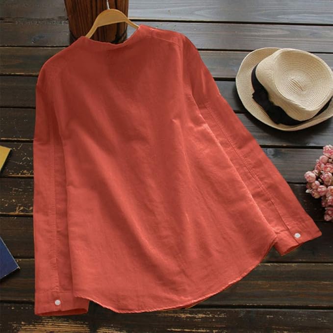Elegant violet & rose long sleeve blouse for women. Versatile chic top, perfect for spring/autumn comfort.
