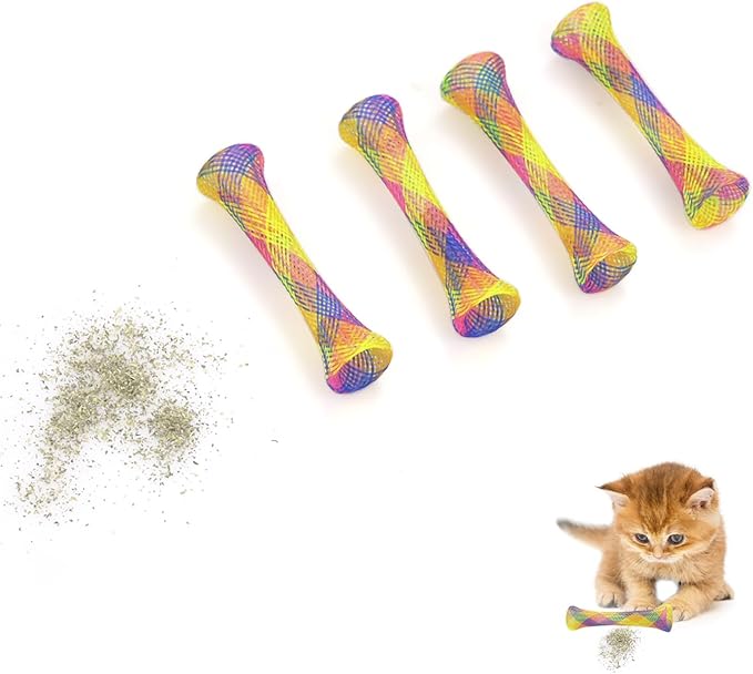 Cat toy with flexible mesh stick design for pet enrichment. Interactive play for cats & kittens to stay active.