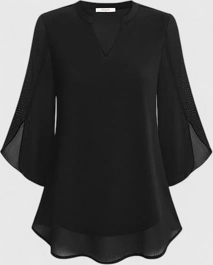 Stylish ladies A-line v-neck blouse, an elegant top for casual wear or sophisticated office attire.