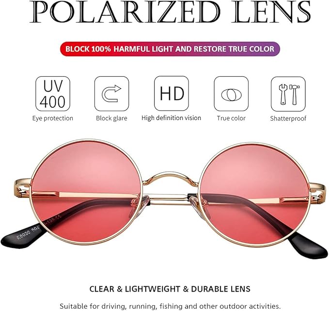 Stylish round polarized sunglasses, perfect for summer fashion and eye protection.