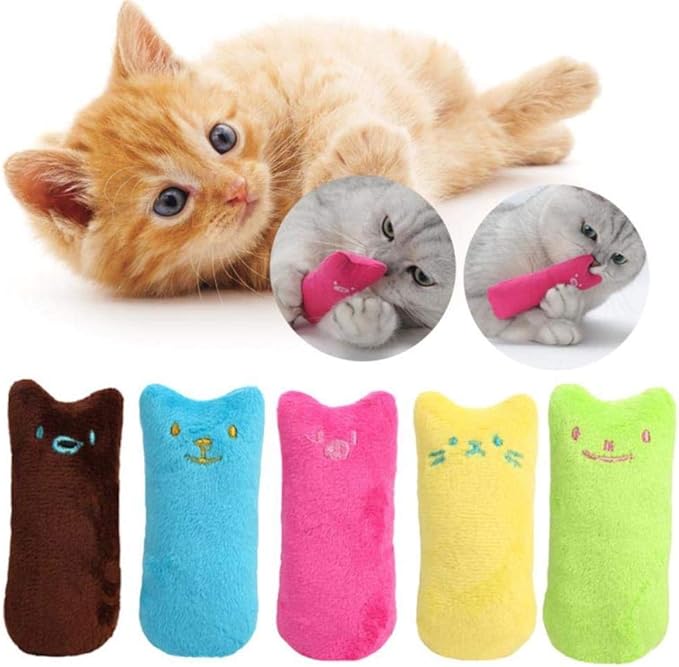 Interactive catnip chew toy for feline teeth grinding, stress relief & play.