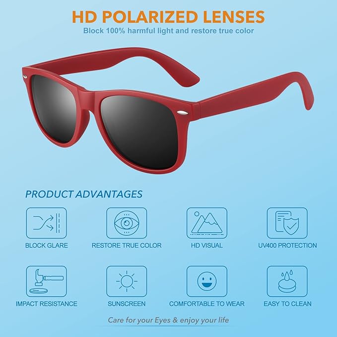 Classic 80s retro unisex polarized sunglasses, perfect fashion eyewear for sun protection.