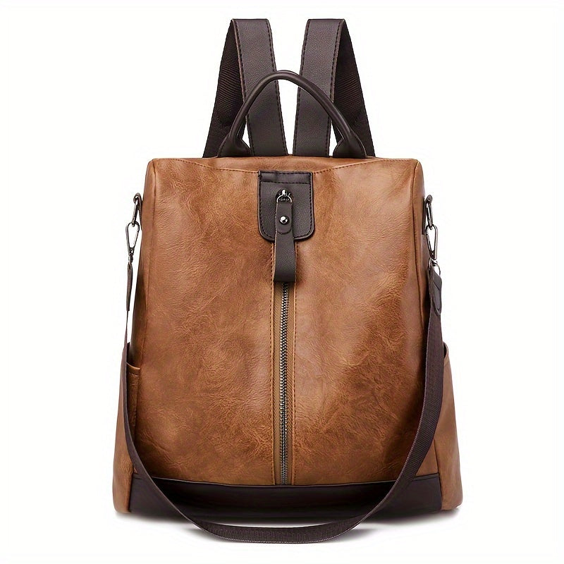 Stylish brown anti-theft women's backpack. Secure & fashionable everyday bag for urban commuters.