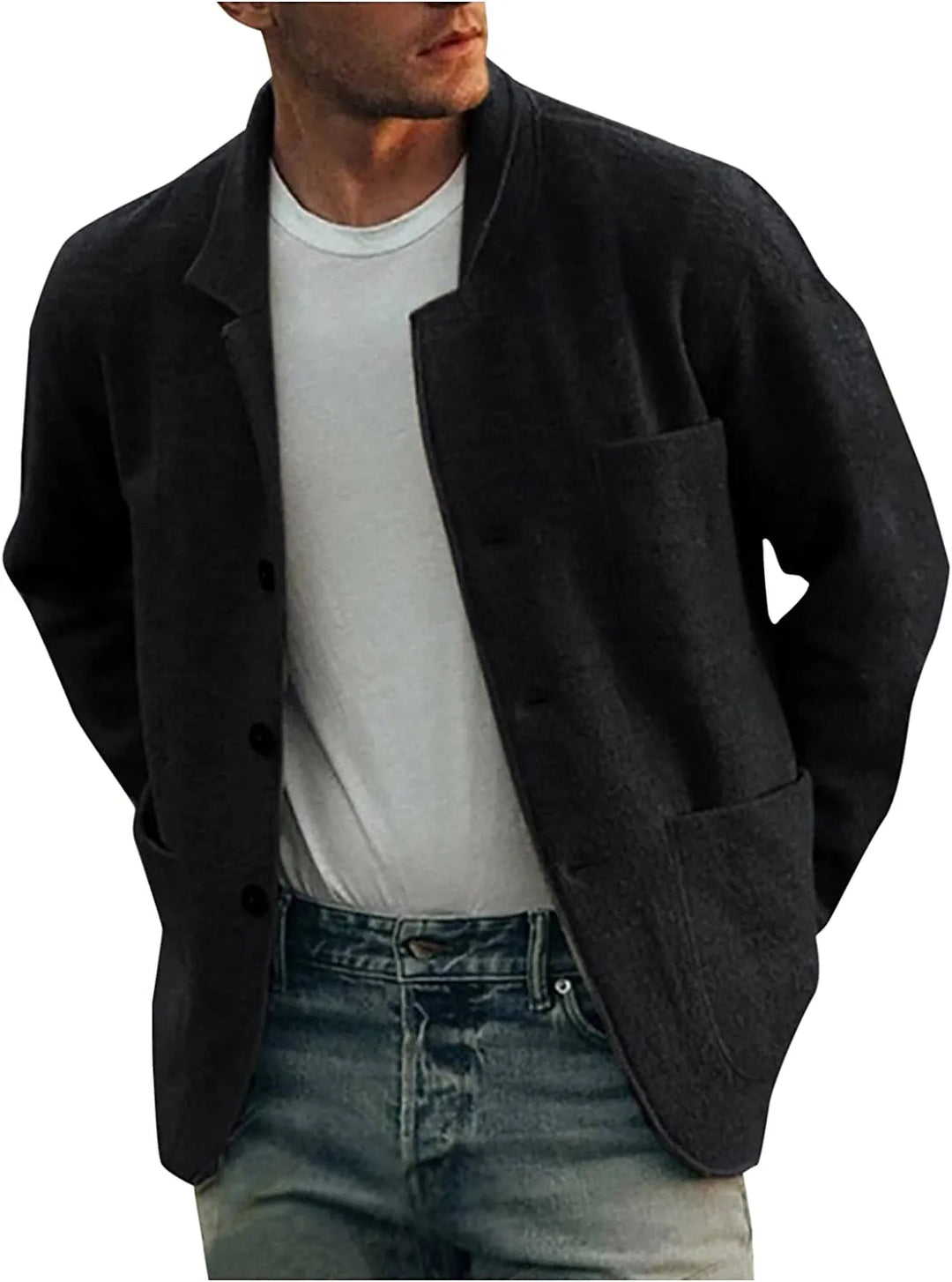 Men's lightweight elegant blazer for versatile smart casual wear, featuring practical utility pockets.