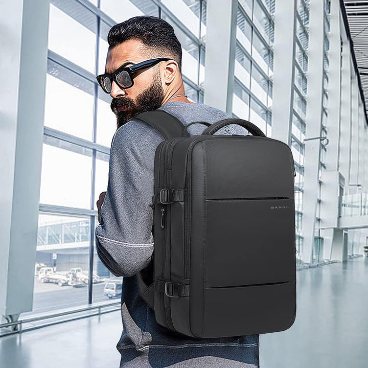 Versatile expandable backpack, 26-45L, waterproof, ideal for daily commute & international travel.
