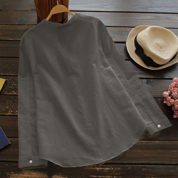 Soft violet & rose long sleeve women's blouse. Versatile top for elegant, casual, and seasonal fashion comfort.