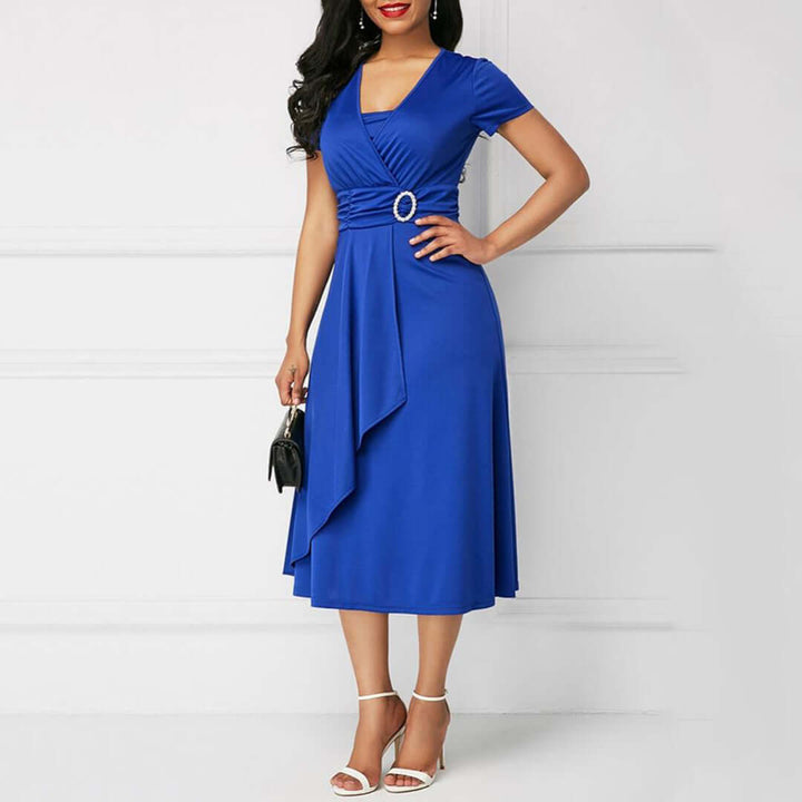 Women's V-Neck Wrap Midi Dress