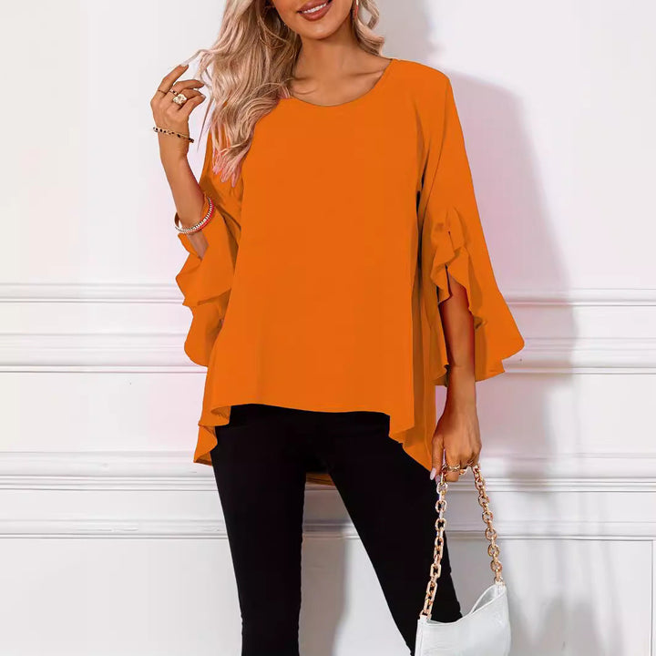 Effortless women's round neck blouse, great for any occasion, from casual to work.
