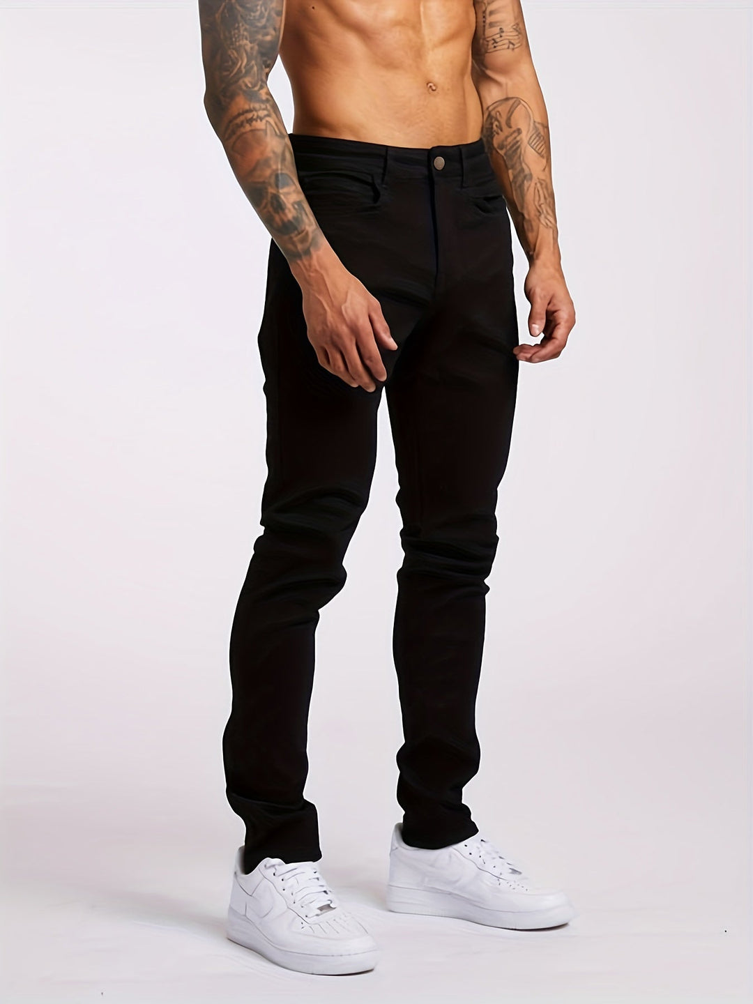 Stylish modern men's slim fit jeans with stretch, ideal for everyday casual fashion.