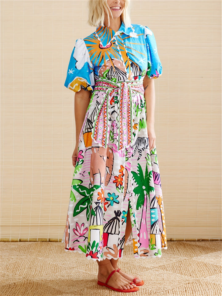 Beautiful floral midi dress for women, offering a chic & elegant look for summer parties & events.