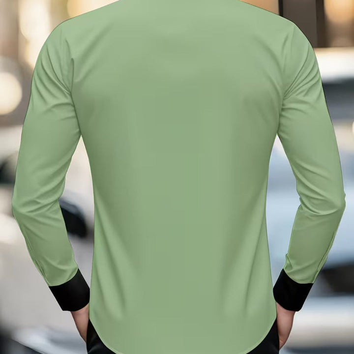 Professional men's classic fit button shirt, elegant collared design for office, dress, or smart casual outfits.