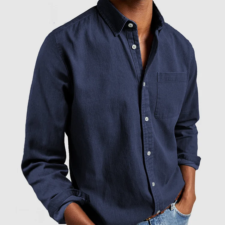 Men's premium casual button-down shirt, long sleeve, classic fit, ideal for smart casual & everyday wear.