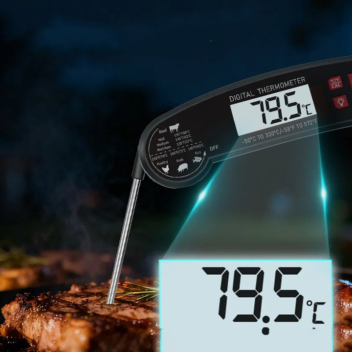 Digital Food Thermometer with Backlit LCD