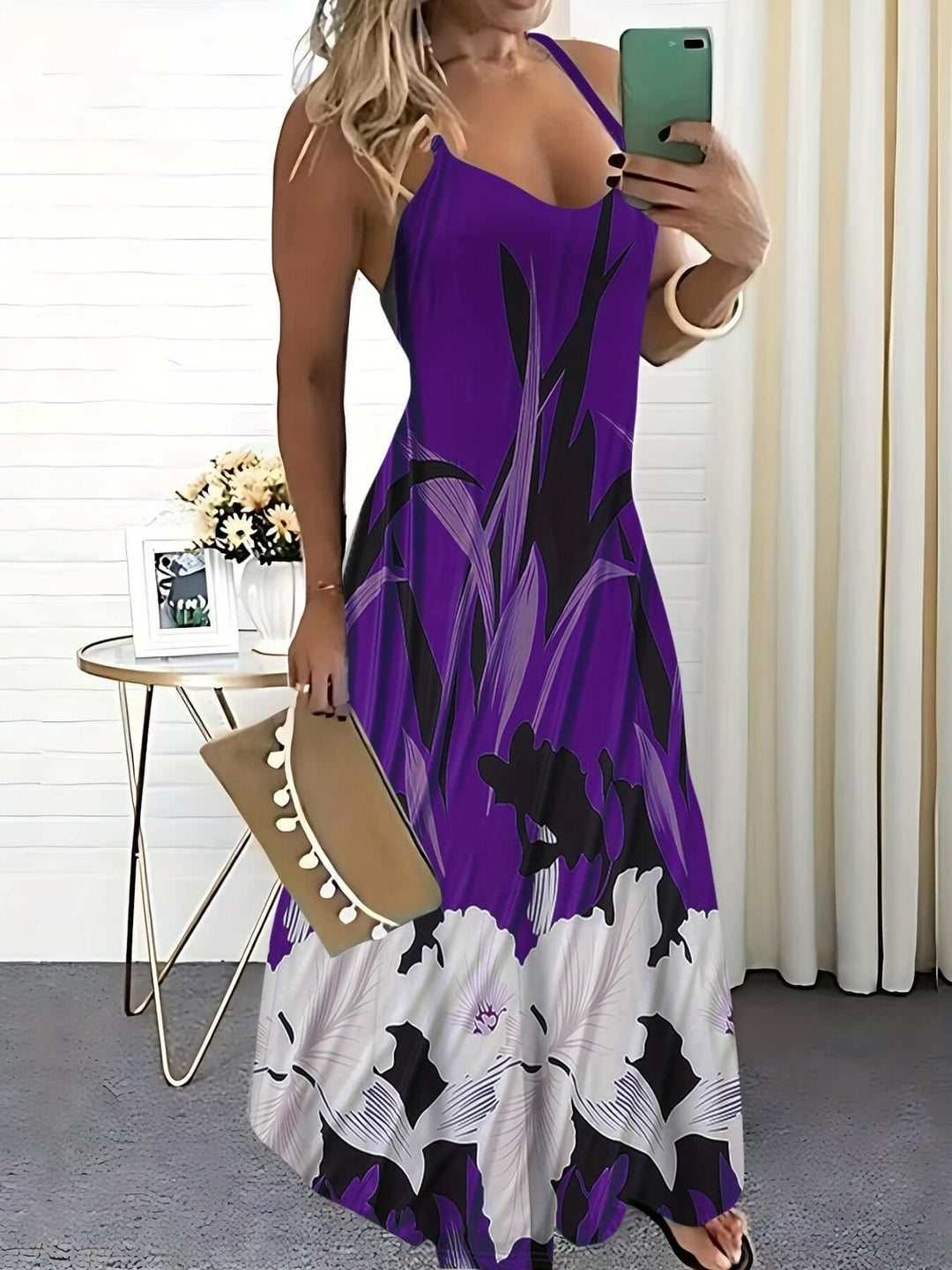 Women's Floral Print Spaghetti Strap Dress
