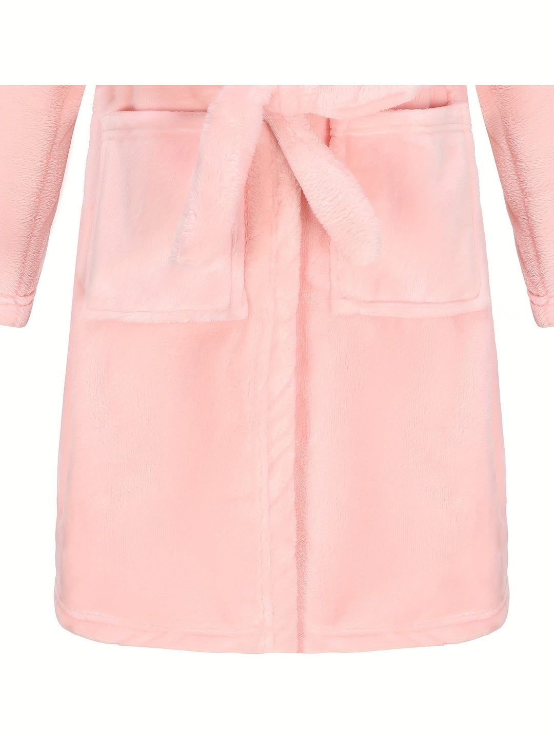 Ultra-soft fleece bathrobe for girls, a comfortable hooded robe perfect for kids' bath time.
