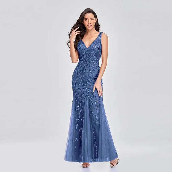 Women's Sequin Sleeveless Maxi Evening Gown