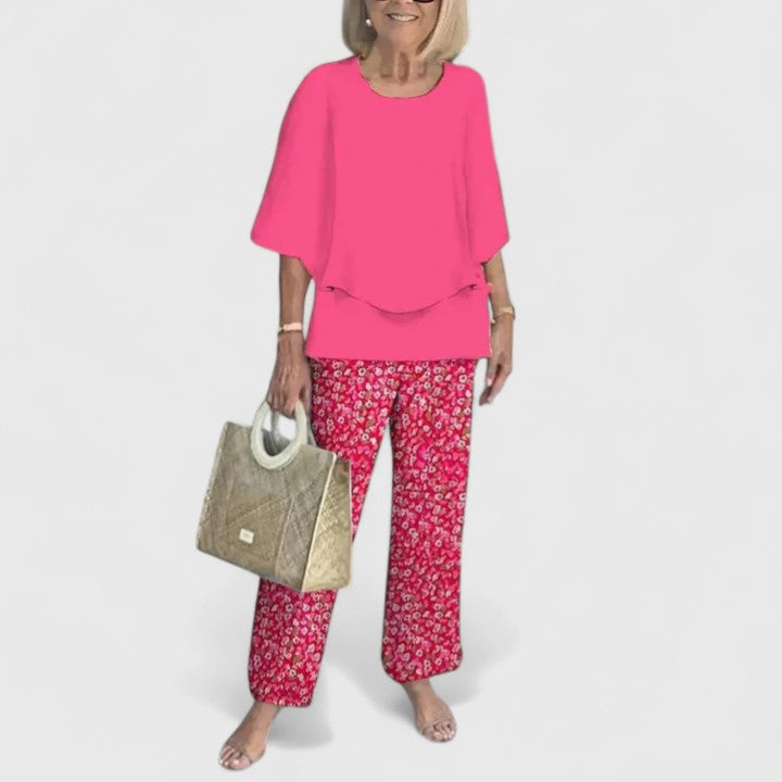 Soft & loose fit two-piece set for women, offering comfort and elegant style for versatile fashion.