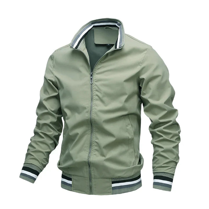 Stylish men's lightweight summer jacket, ideal for layering on warm days. Comfortable casual outerwear.