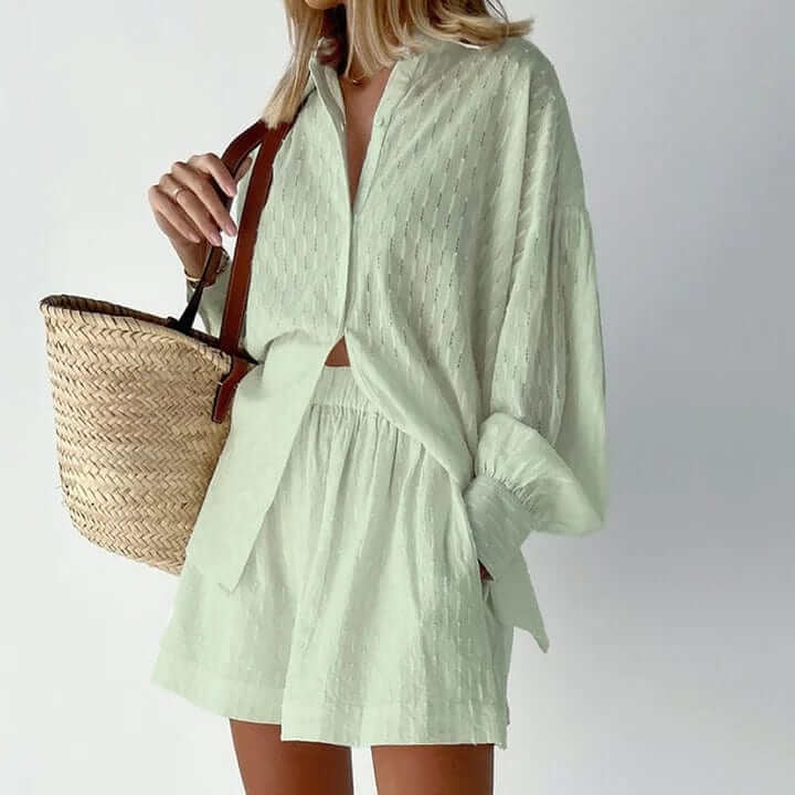 Women's Two-Piece Shirt and Shorts Set