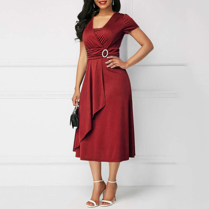 Women's V-Neck Wrap Midi Dress