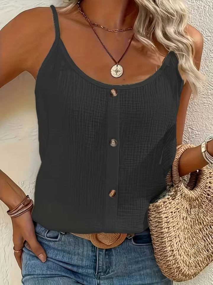 Elegant women's strap blouse with button-front detail, perfect for chic summer style or office wear.