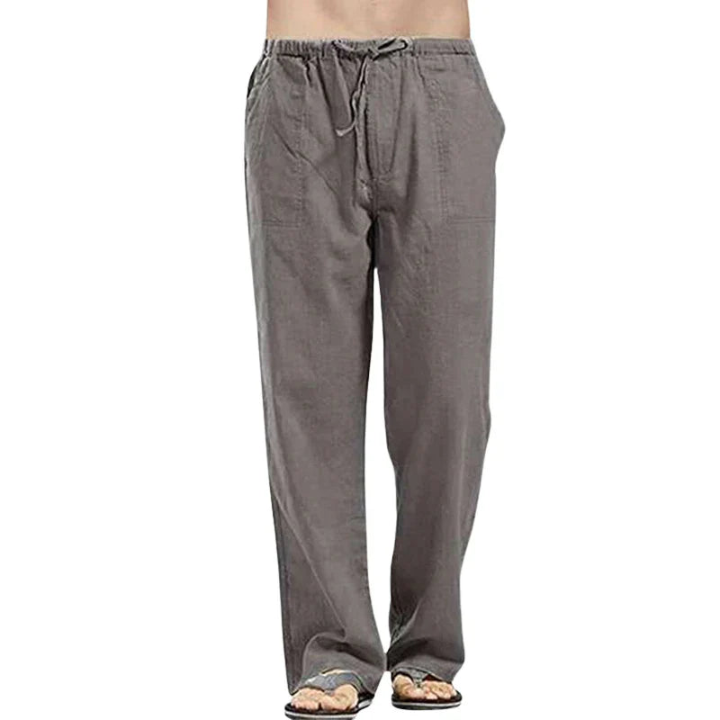 Comfortable men's wide leg drawstring pants, oversized and breathable for casual summer wear.