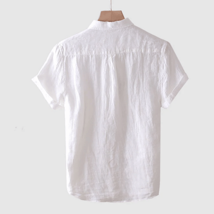 Elegant women's short sleeve shirt in light cotton, perfect for summer comfort & casual style.
