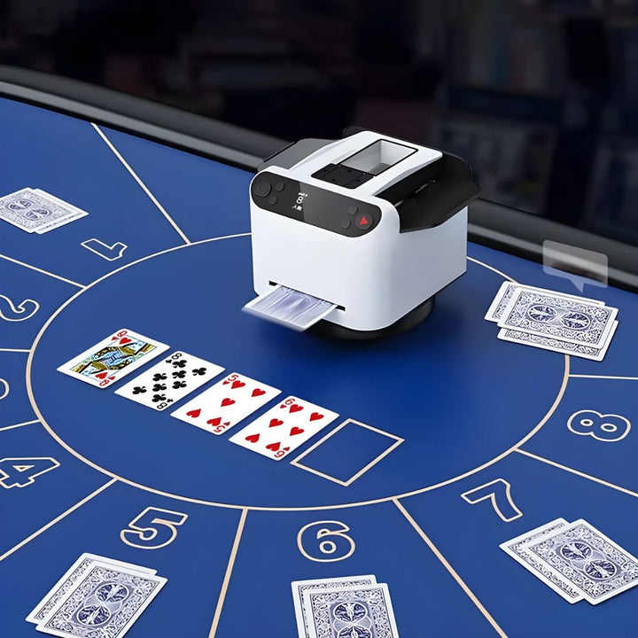 Enhance your gaming with this smart automatic card shuffler and dealer machine.