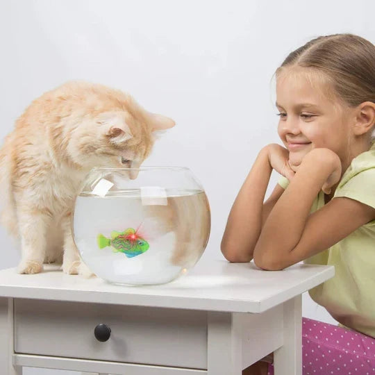 Interactive floating fish water toy for cats & dogs; promotes aquatic fun & playtime.