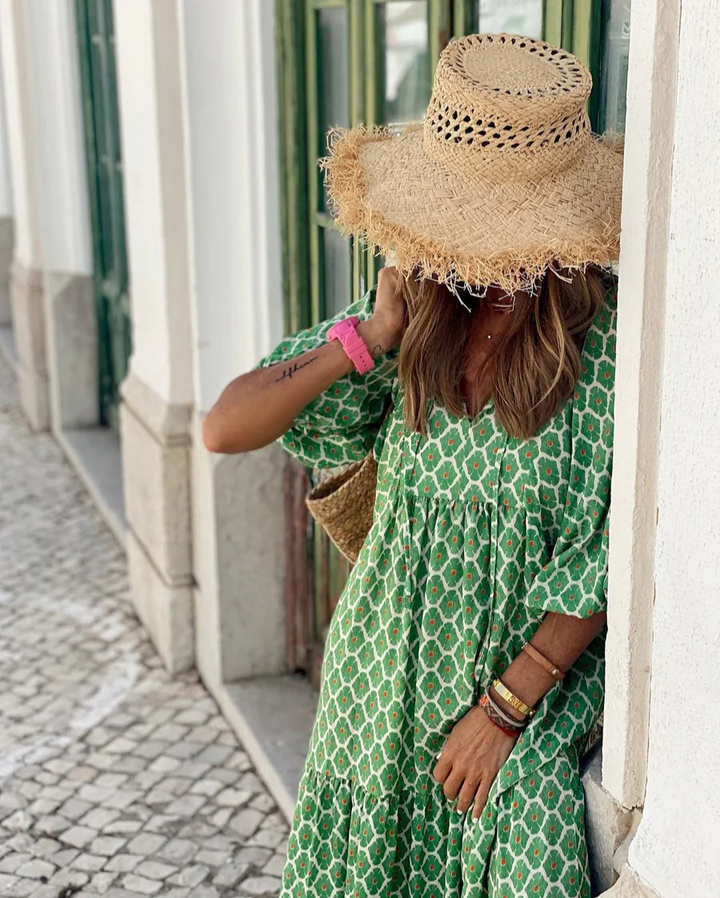 Boho style women's maxi dress, perfect for vacation, beach, or summer casual wear, offering effortless elegance and comfort.