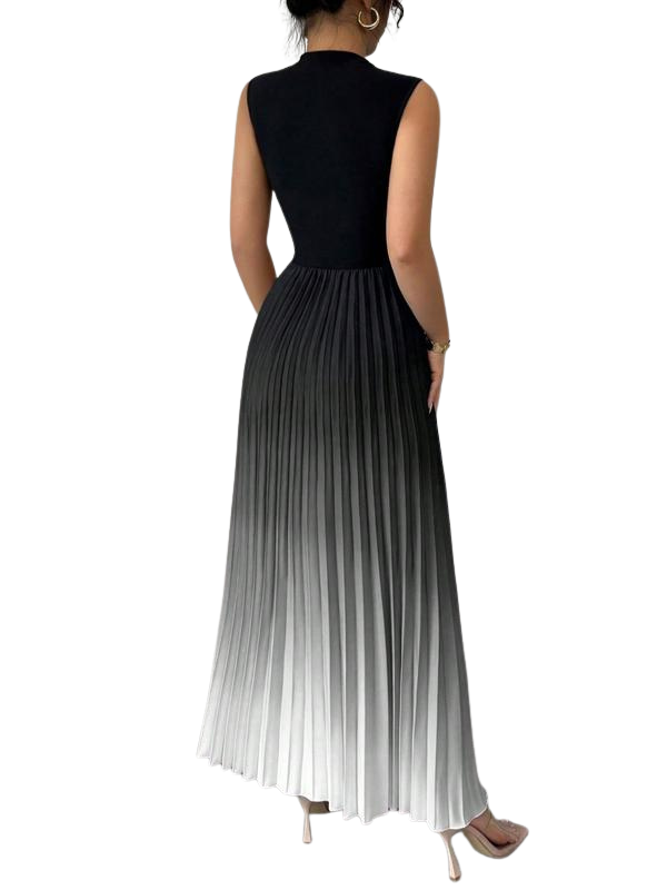 Beautiful women's ombre sleeveless maxi dress. Elegant formal evening gown with pleated details for special occasions.