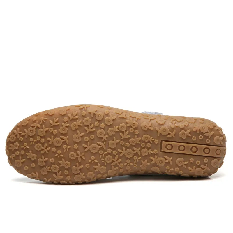 Ergonomic women's brown leather comfort sandals with adjustable velcro for foot support & summer style.