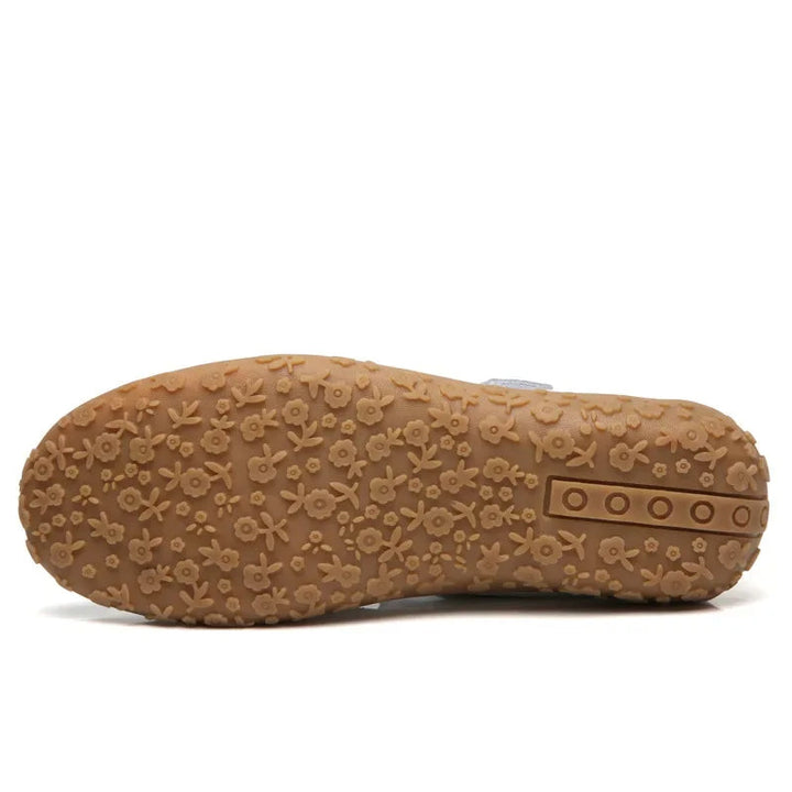Ergonomic women's brown leather comfort sandals with adjustable velcro for foot support & summer style.