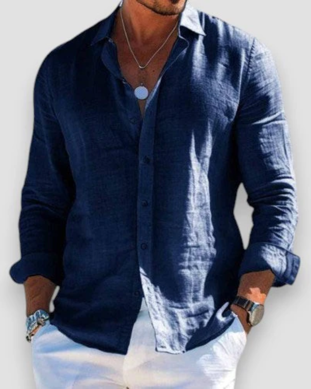 Men's casual button-up summer shirt, short sleeve. Relaxed fit and easy styling for warm days.