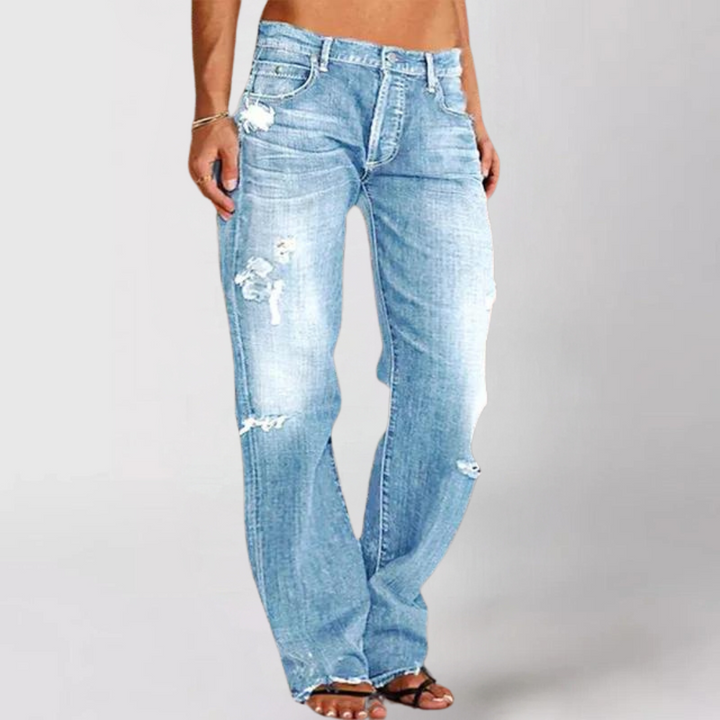 Relaxed wide-leg women's jeans, offering chic style and ultimate comfort for versatile casual fashion.