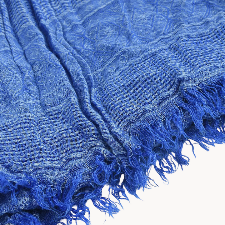 Luxurious men's cotton linen blend scarf, a soft, warm neckwear accessory, perfect for any elegant look.